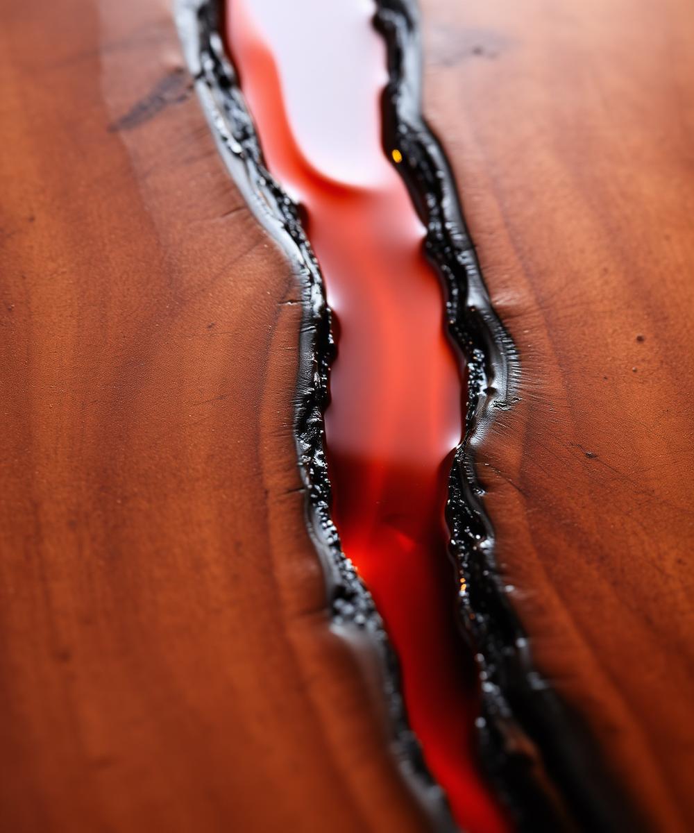 Epoxy detail — Where the wood ends and the river begins.