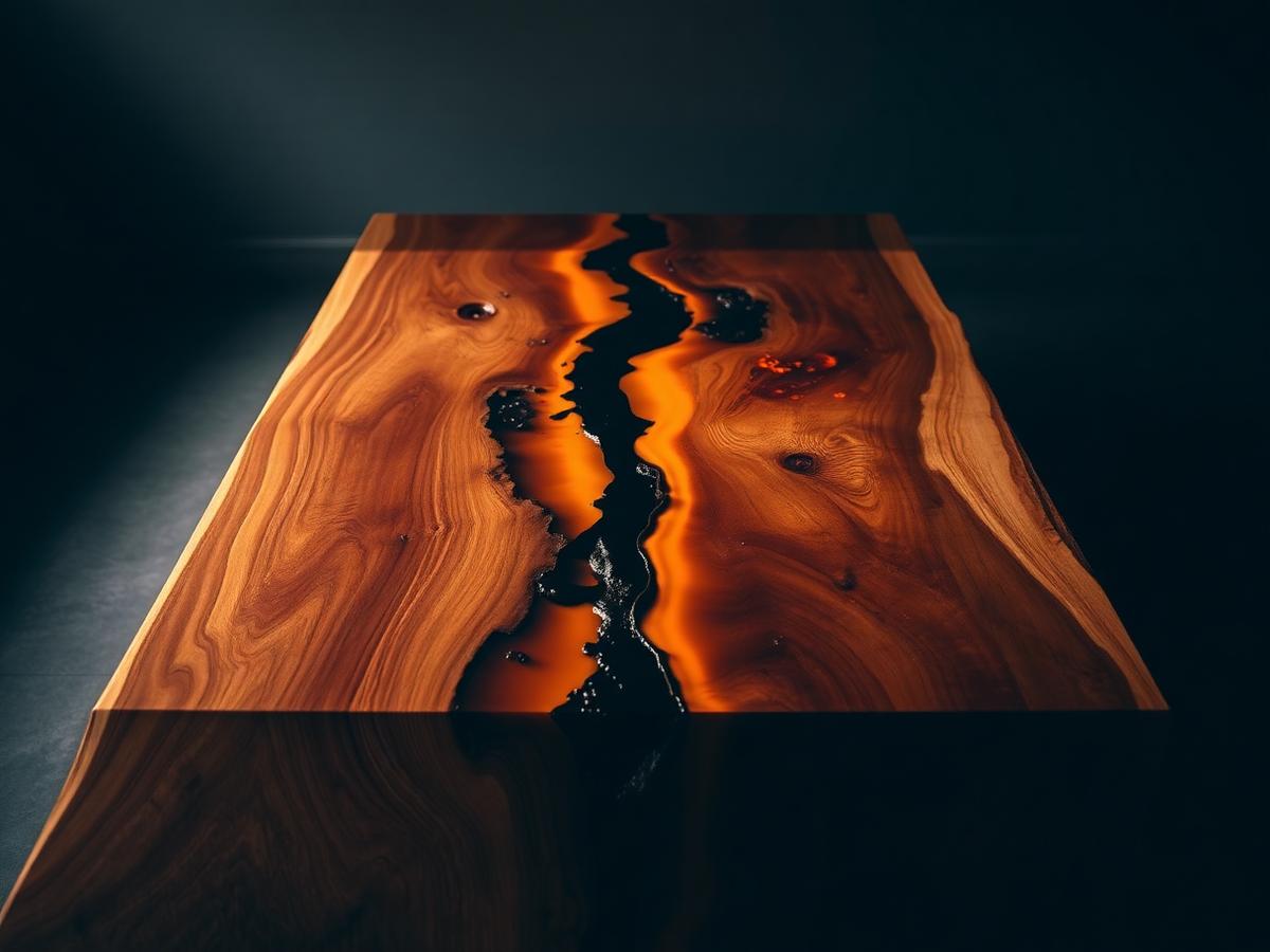 The Ember — Walnut + Amber Epoxy